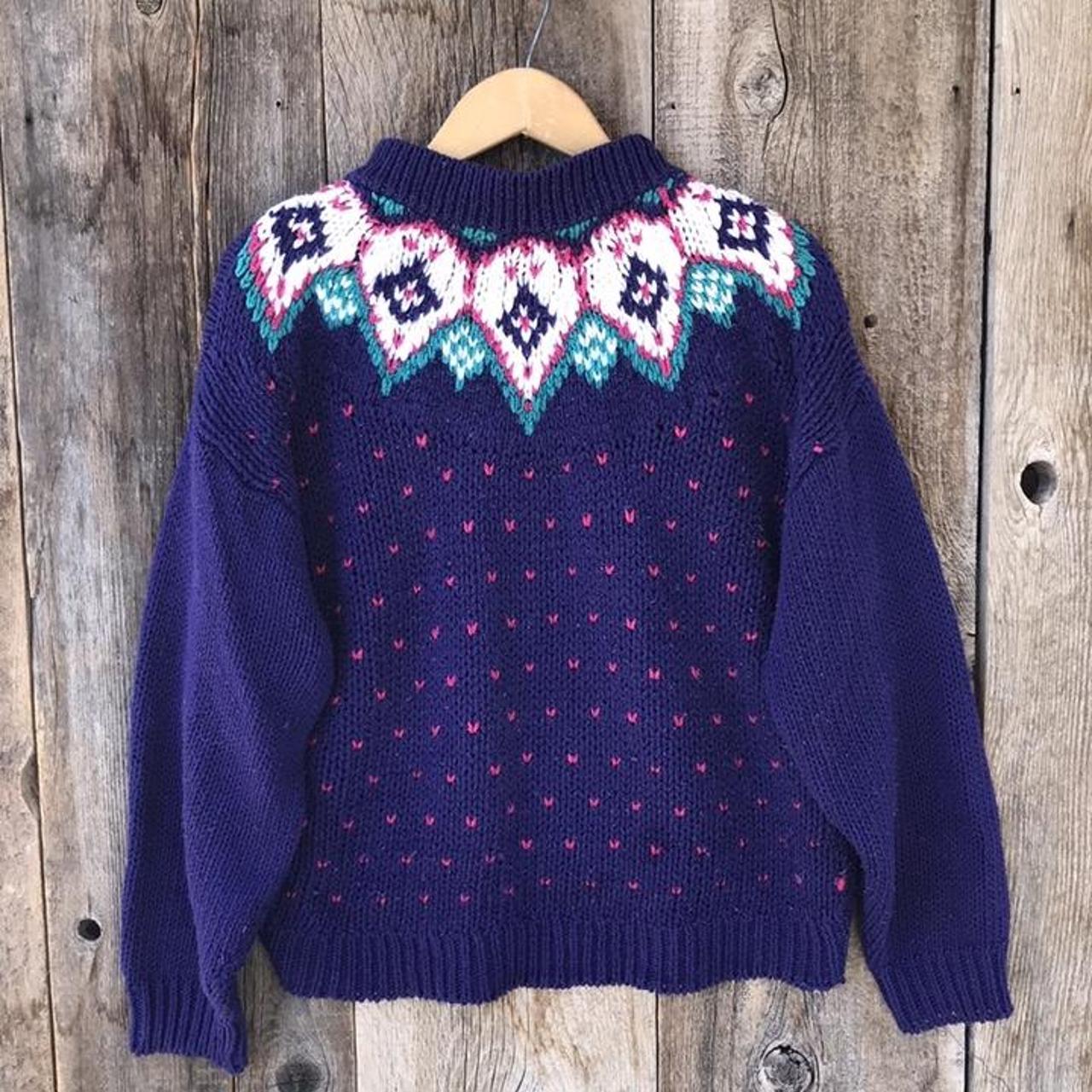 Vintage 1980s era mock neck knit sweater by Just... - Depop