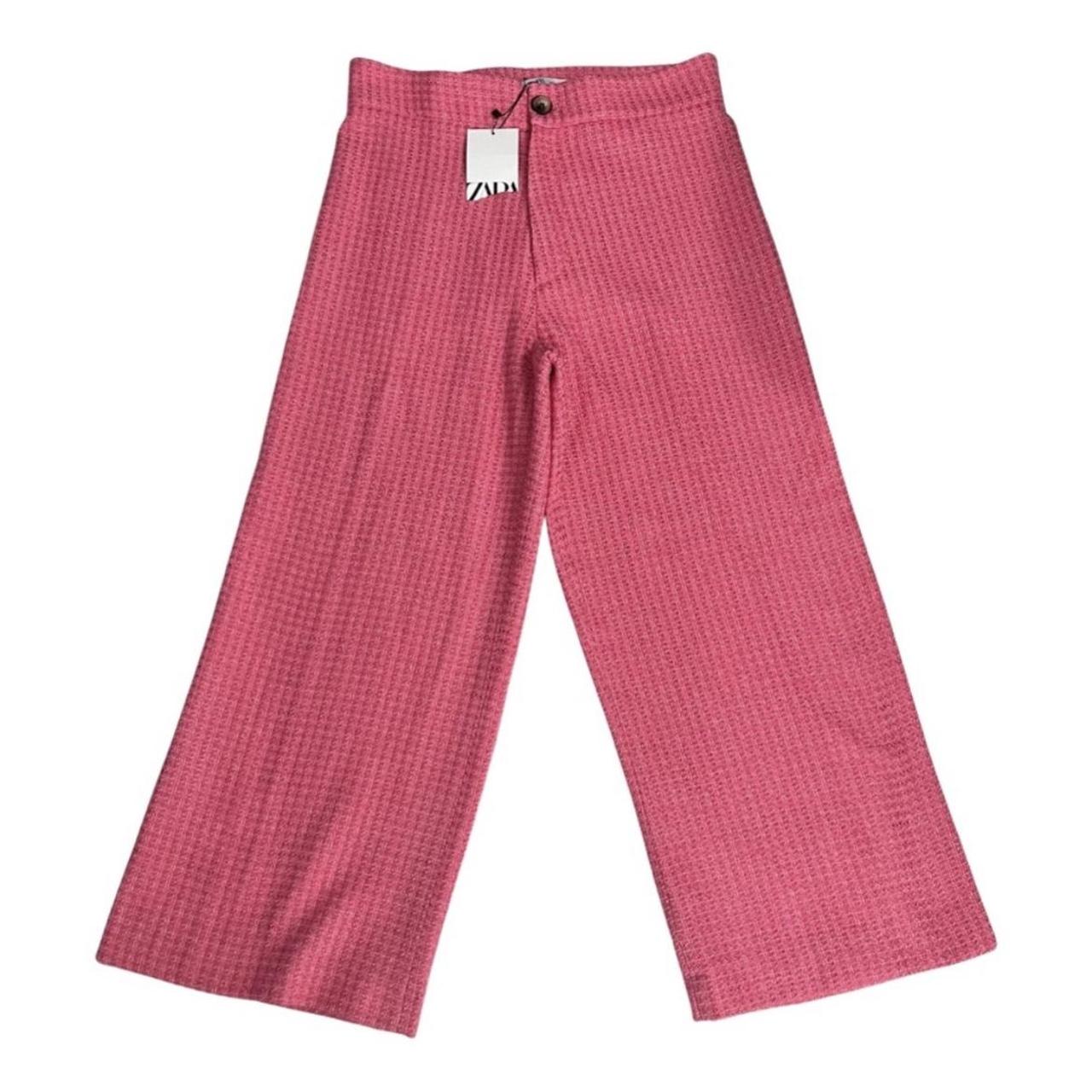 Zara pink twee wide leg trousers Barbie girl pants... - Depop