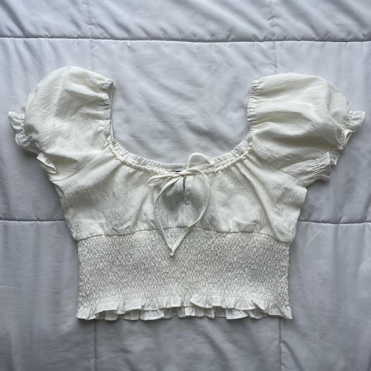 h&m milkmaid top ‧₊˚ - super cute cream colored... - Depop