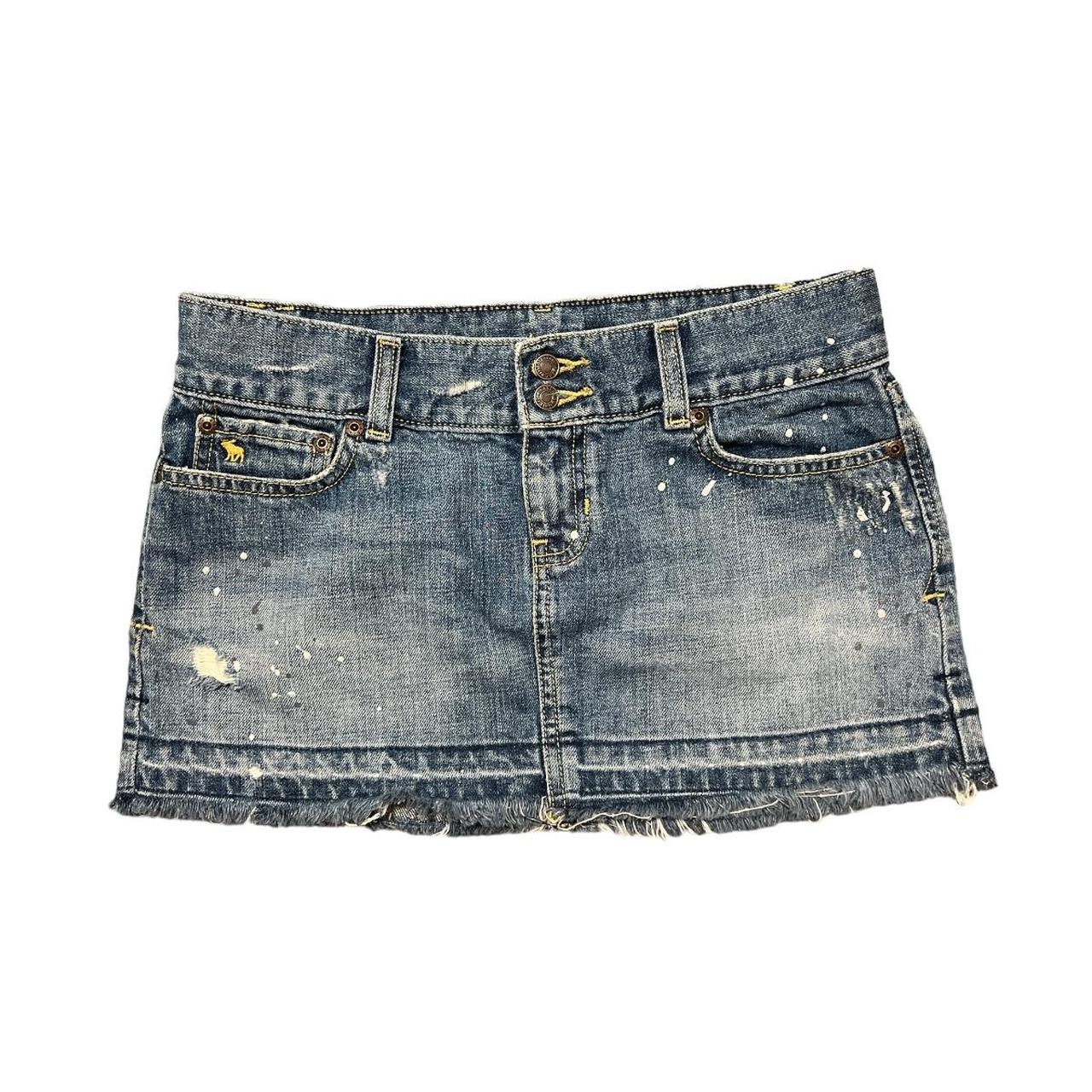 Y2K 2000s medium wash denim mini skirt Brand:... - Depop