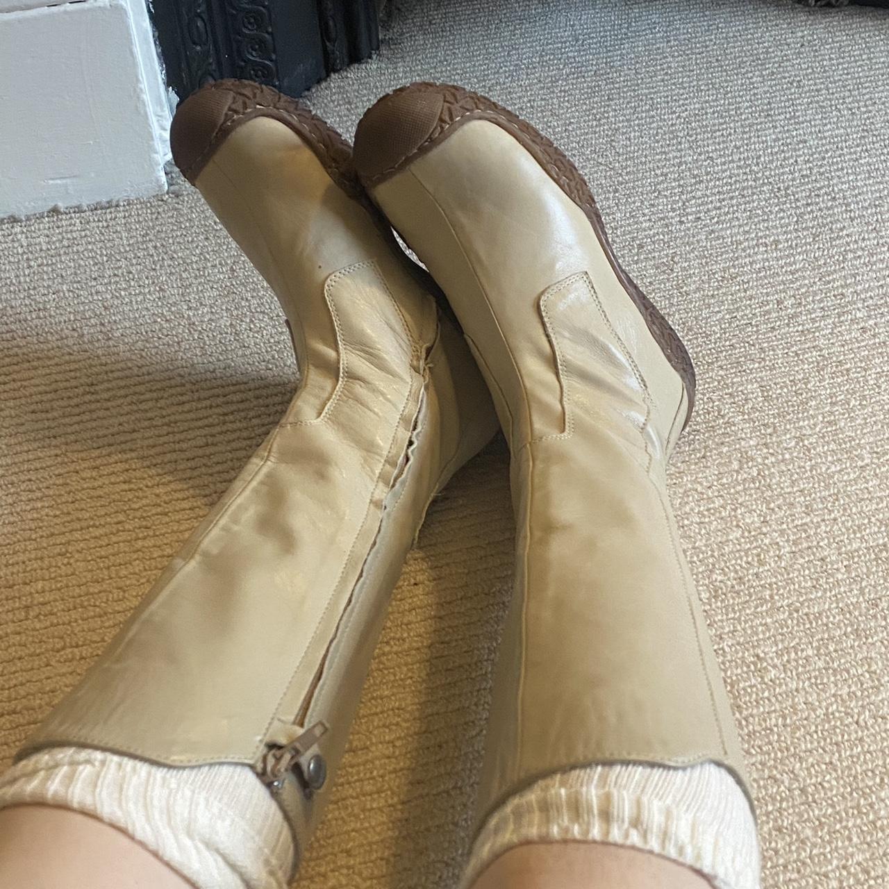 Vintage gorpcore cream leather boots, butter soft.... Depop