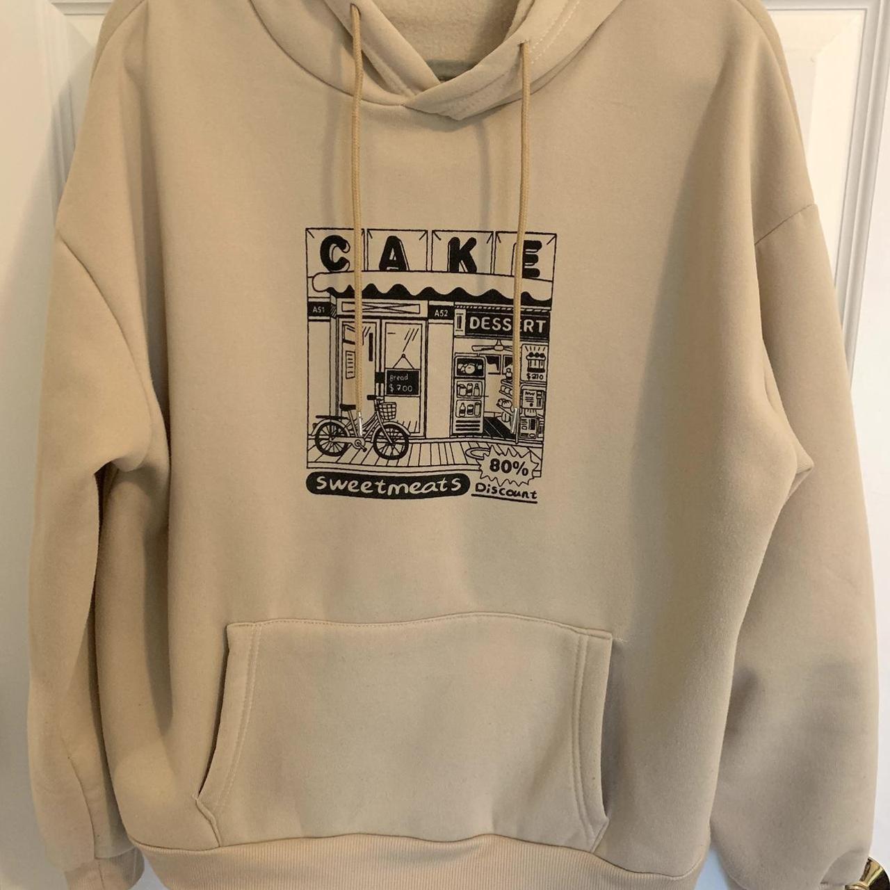 Light tan graphic hoodie Oversized boxy fit fits