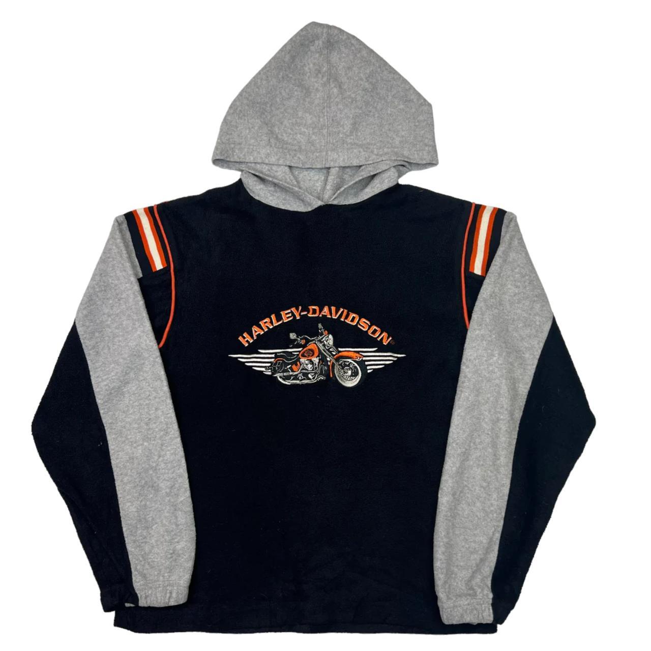 Harley Davidson Black And Grey Hooded Sweatshirt... - Depop