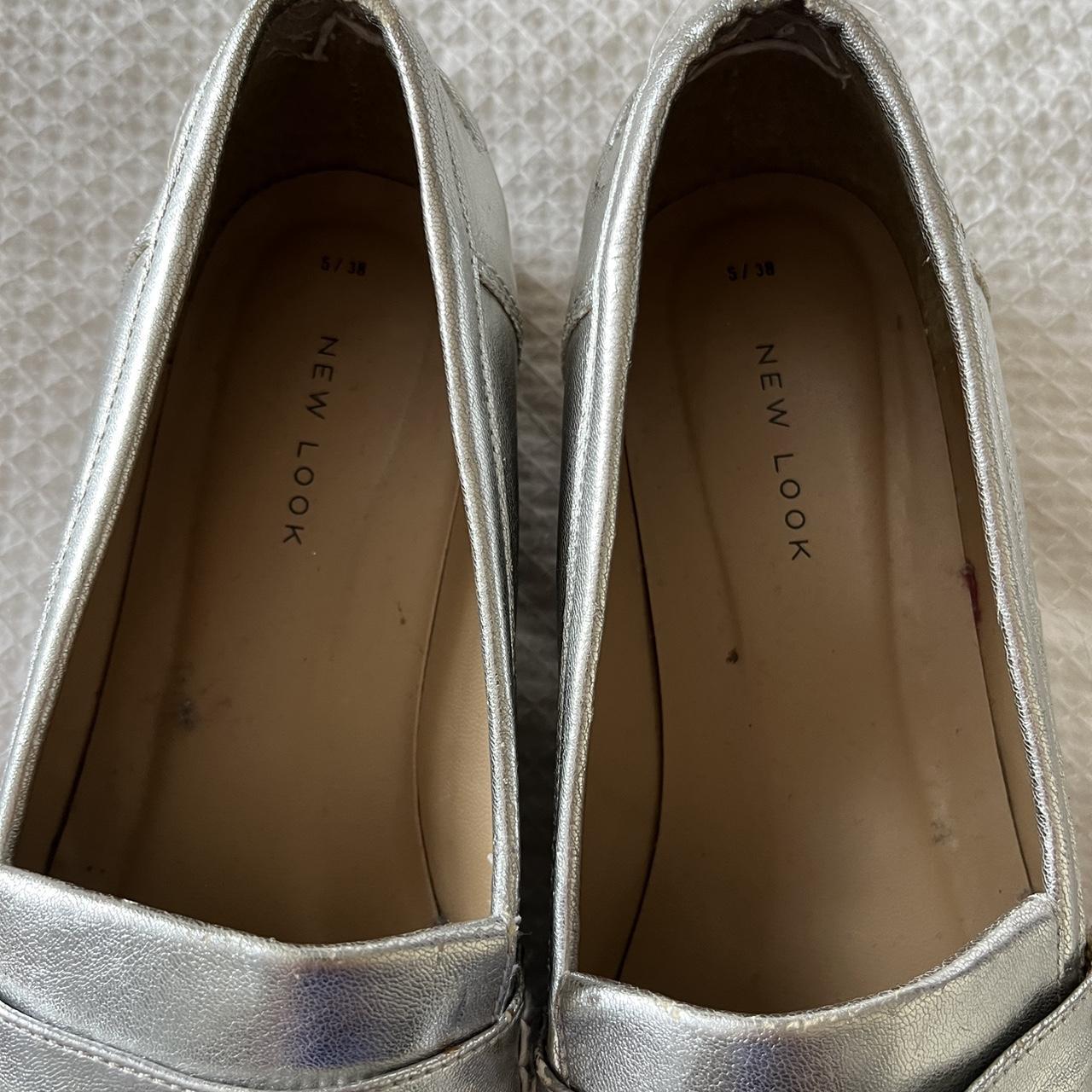 New Look Women's Silver Loafers Depop