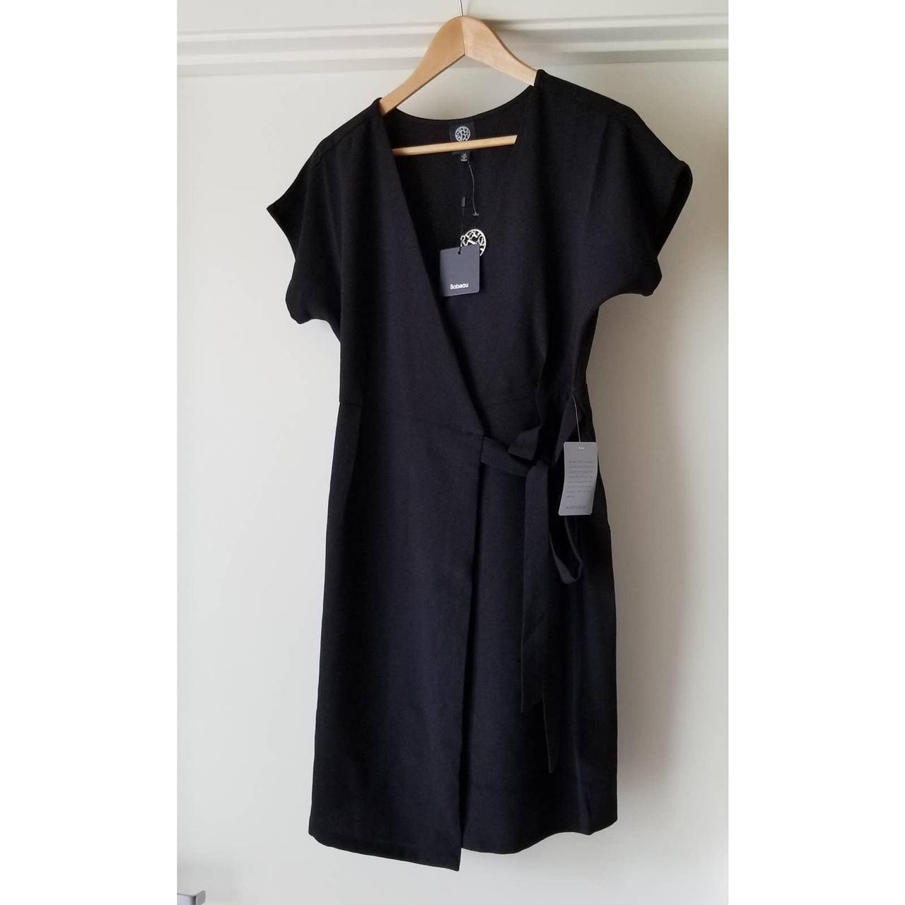 Bobeau XS Short Sleeve Crepe Black Wrap Mini Dress Depop