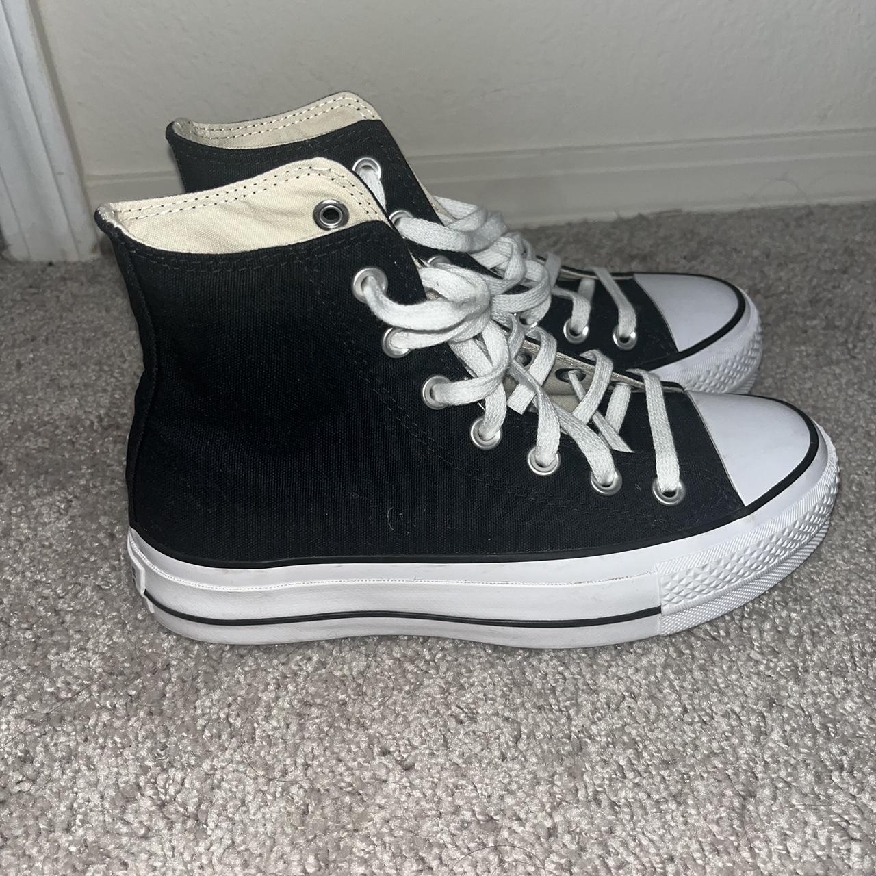 Converse black high top platforms Basically new,... - Depop