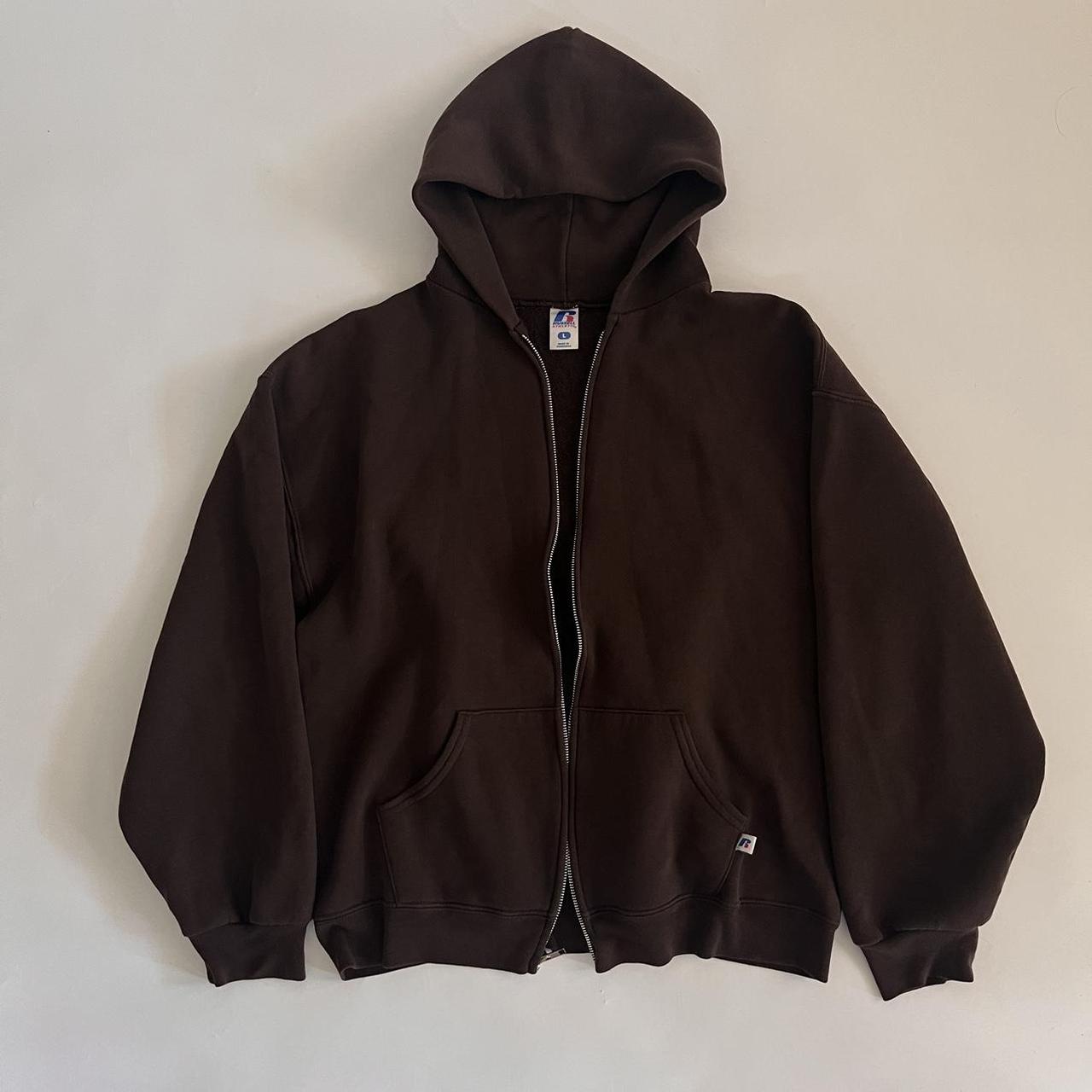 Brown Russell Zip Up Hoodie Jacket Super soft,... Depop