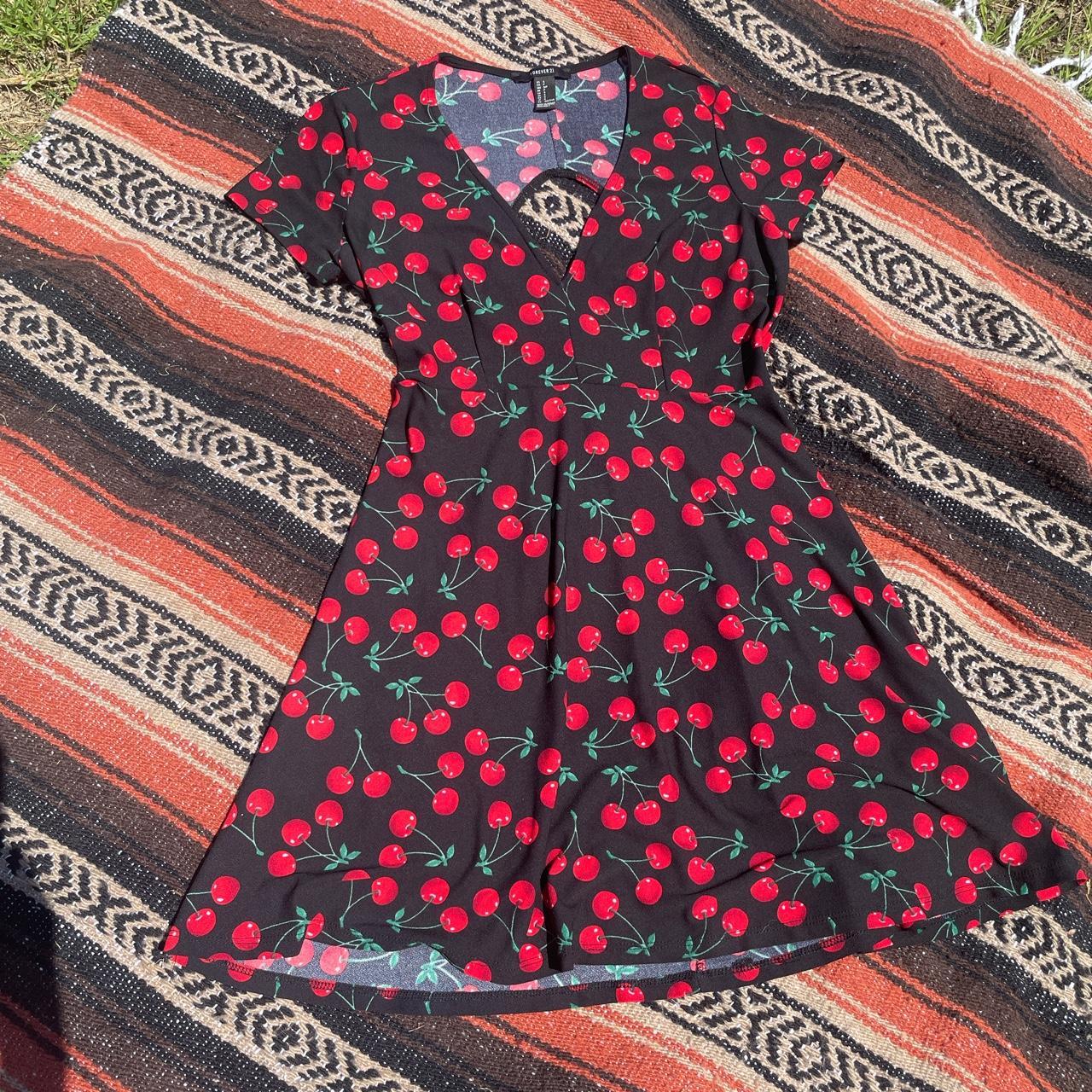 Forever 21 retro red cherry dress #vintage #retro... - Depop