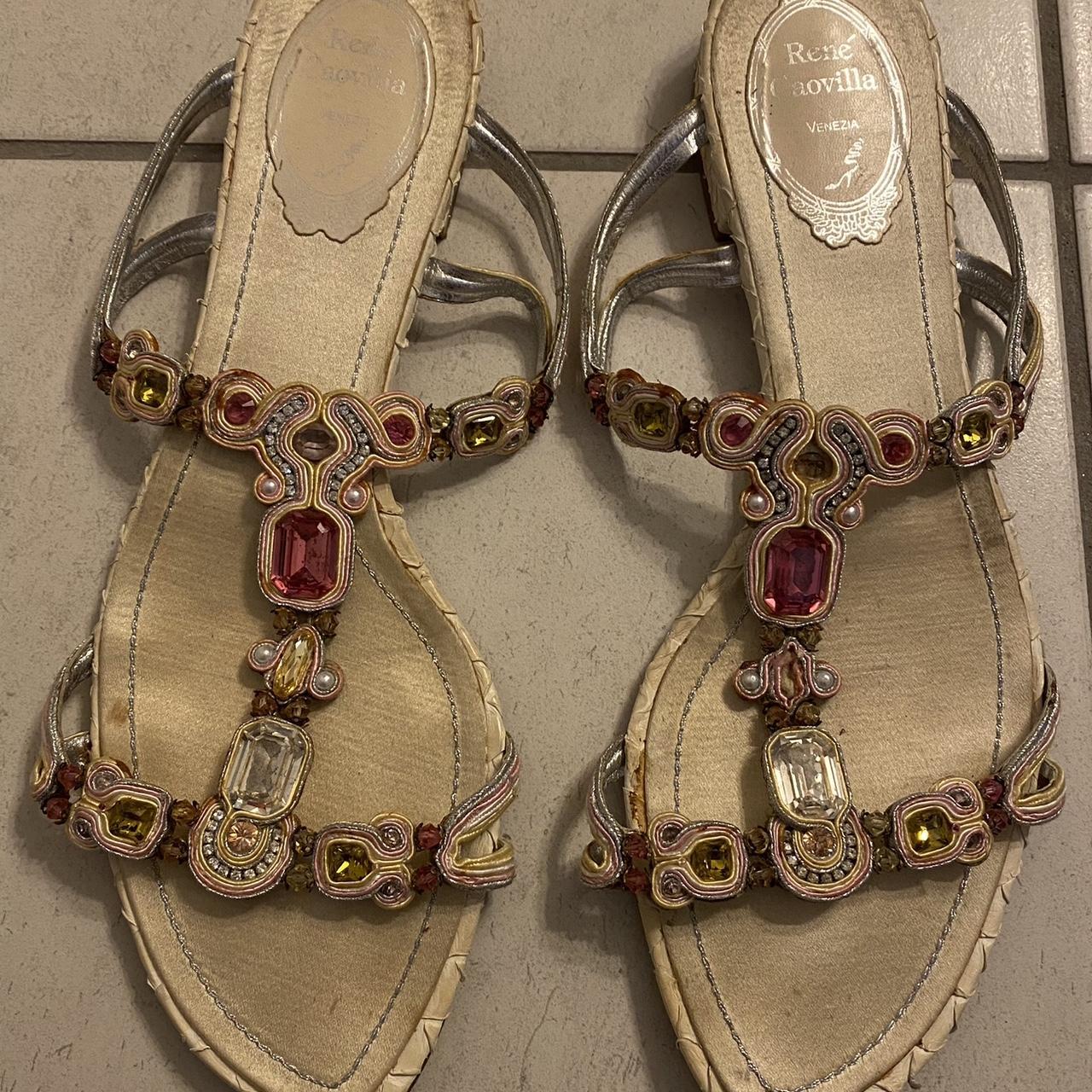 Vintage Rene caovilla sandals Fits 8-8.5 US Two... - Depop