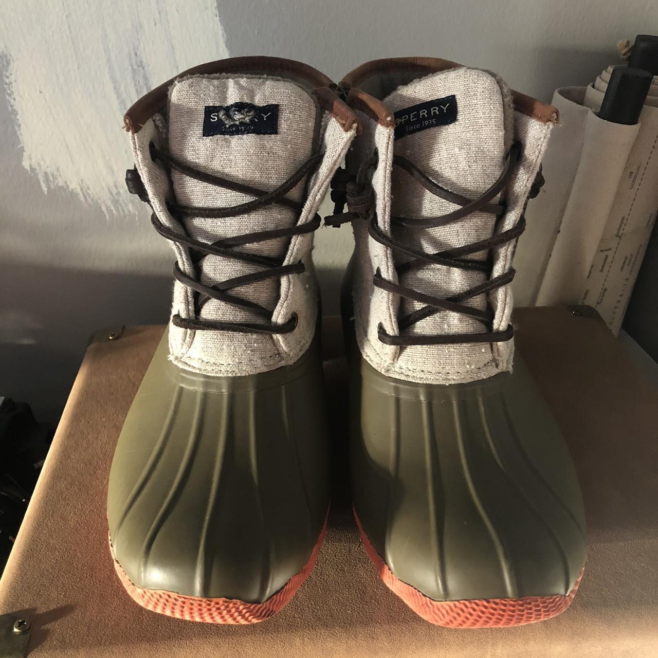 green orange sperry saltwater duck boots