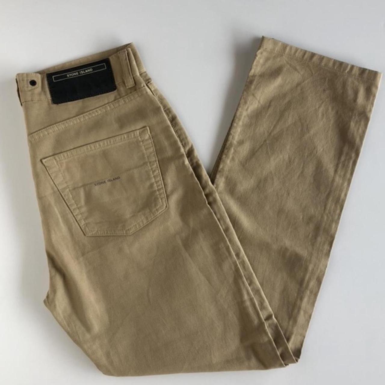 Stone Island Women's Cream and Khaki Trousers | Depop