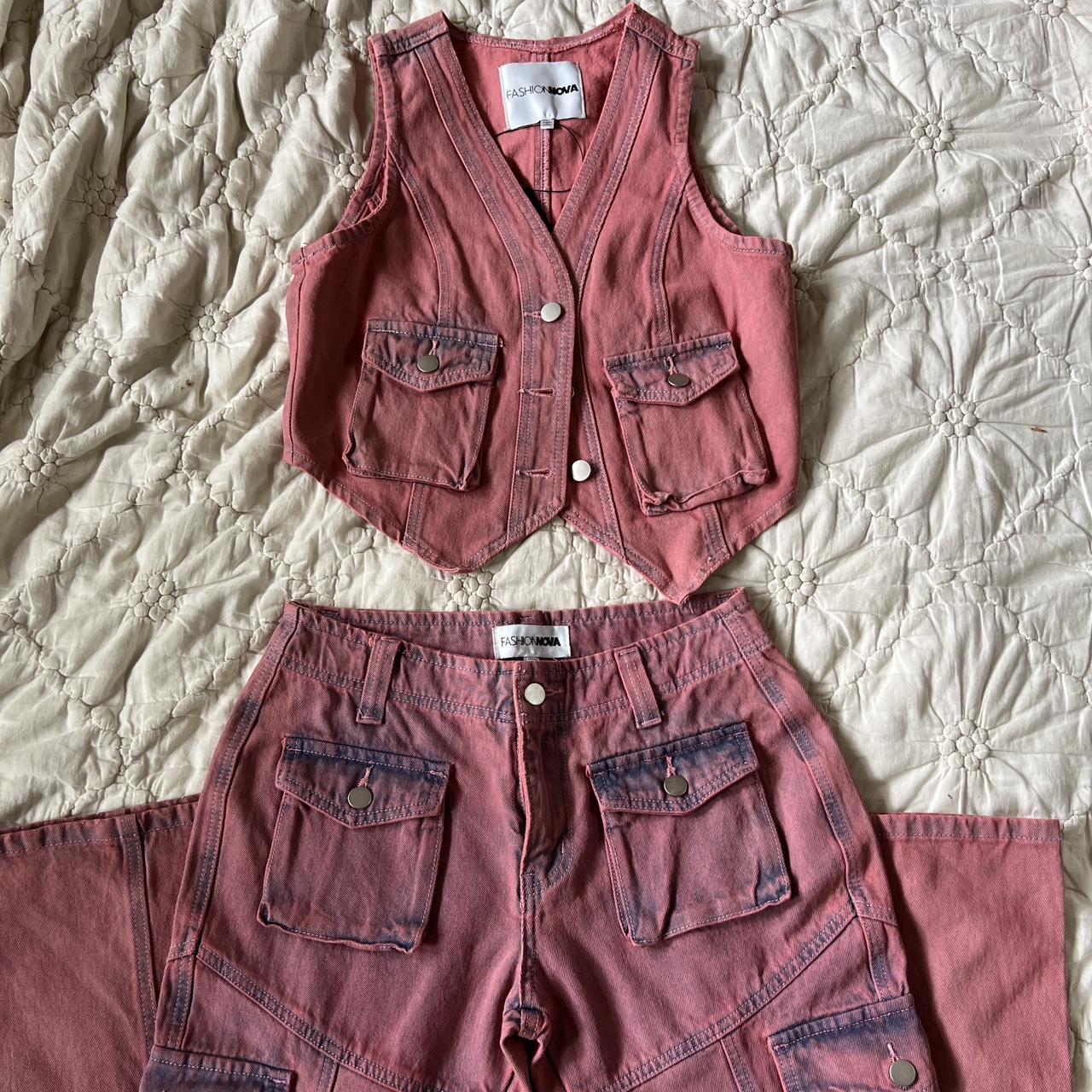 Fashion Nova Pink Denim Jumpsuit Let's Go Party Denim Jumpsuit