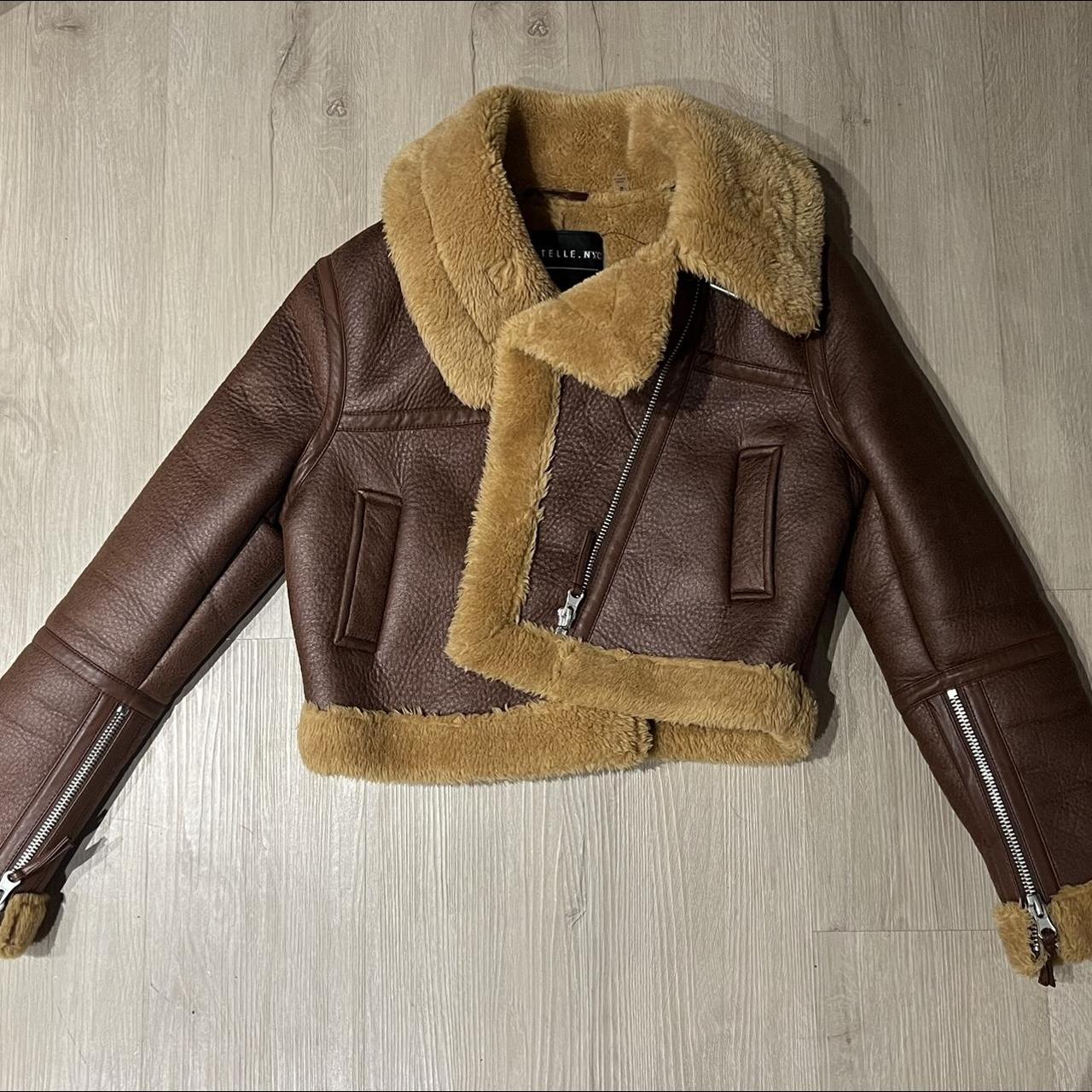 Brown vintage cropped Shearling coat #vintage... - Depop