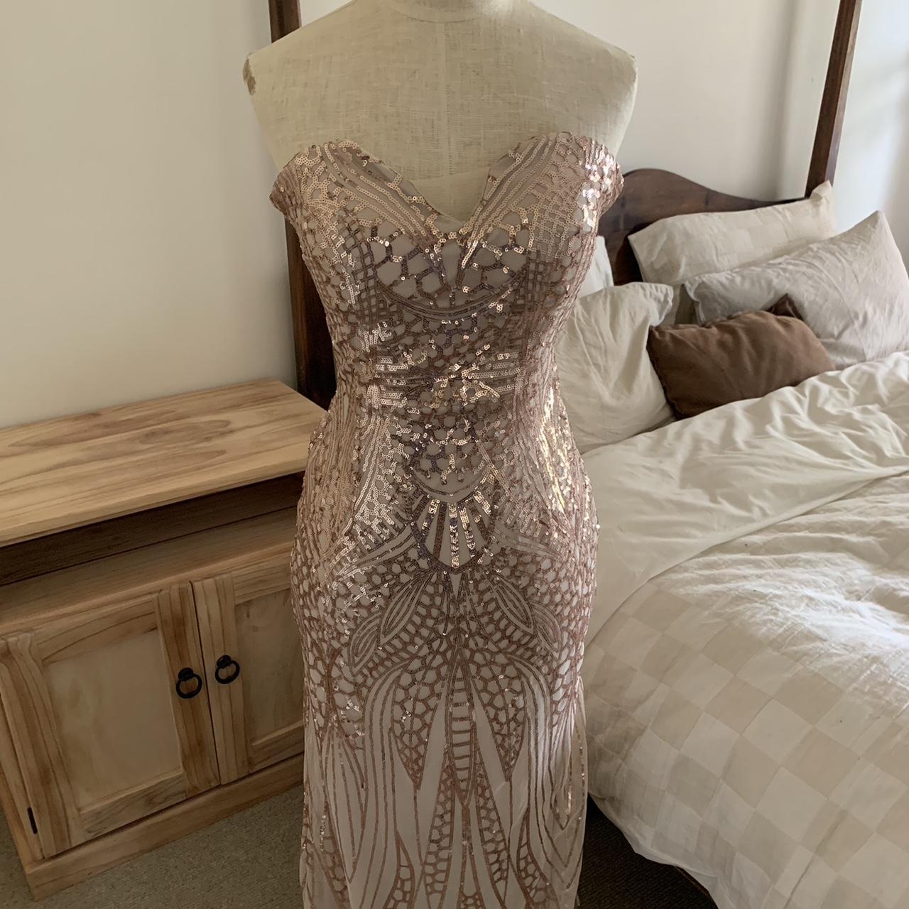 Stunning strapless maxi dress with sequins Worn... - Depop