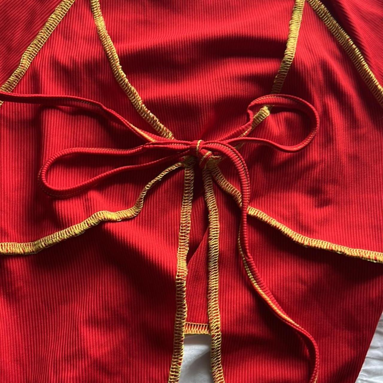 SHEIN Women's Red and Yellow Croptop Depop