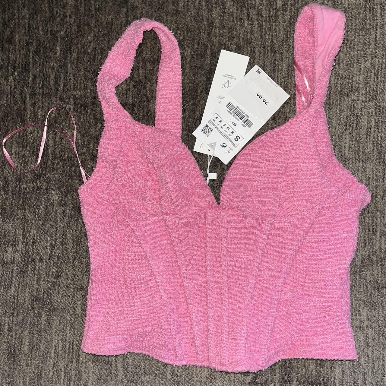 ZARA pink corset top size S new with tags! zara... Depop