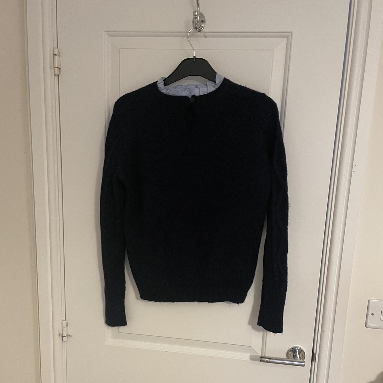 papaya-navy-blue-knitted-jumper-with-a-shirt-collar-depop