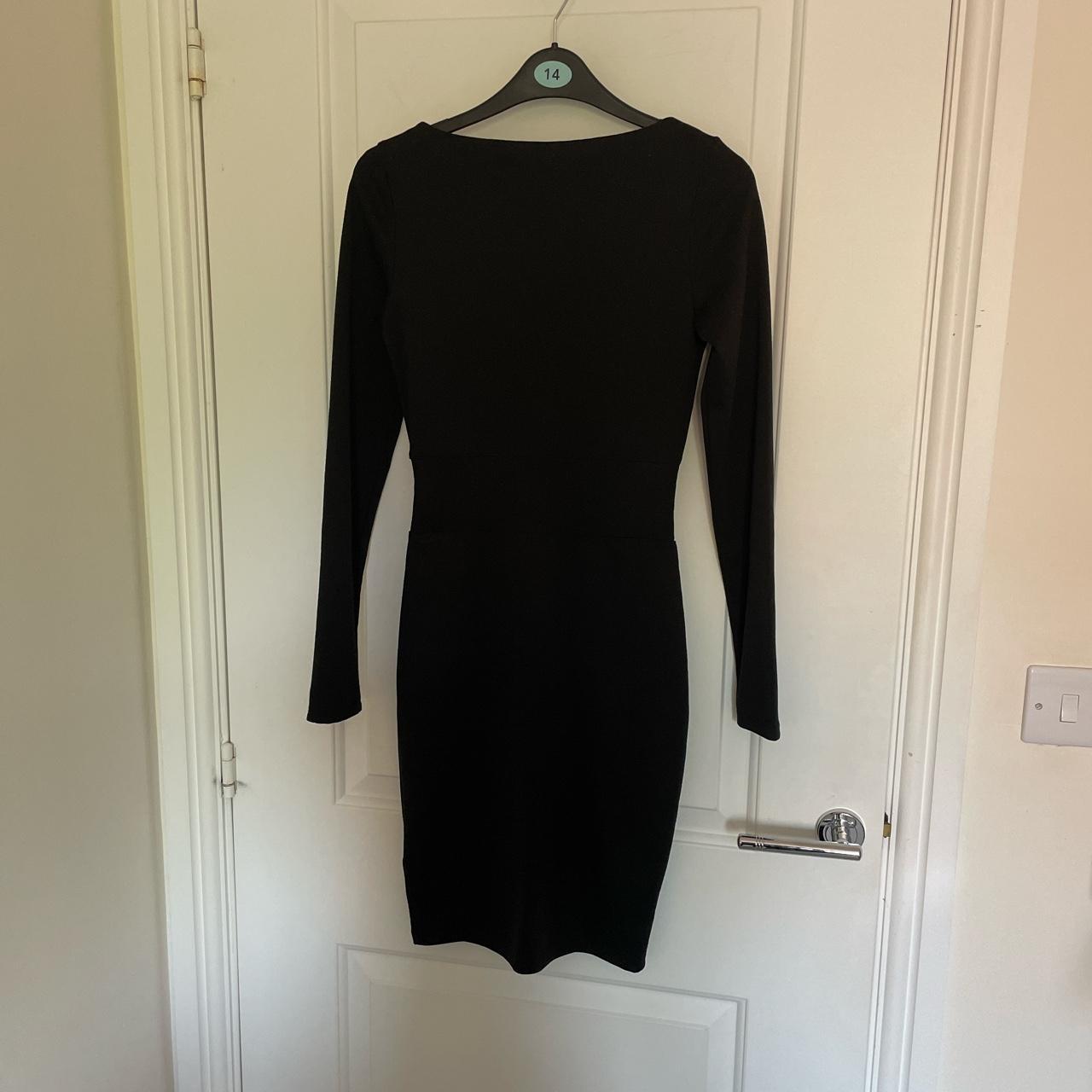 H&M black tie up waist bodycon dress Size 8 has... - Depop