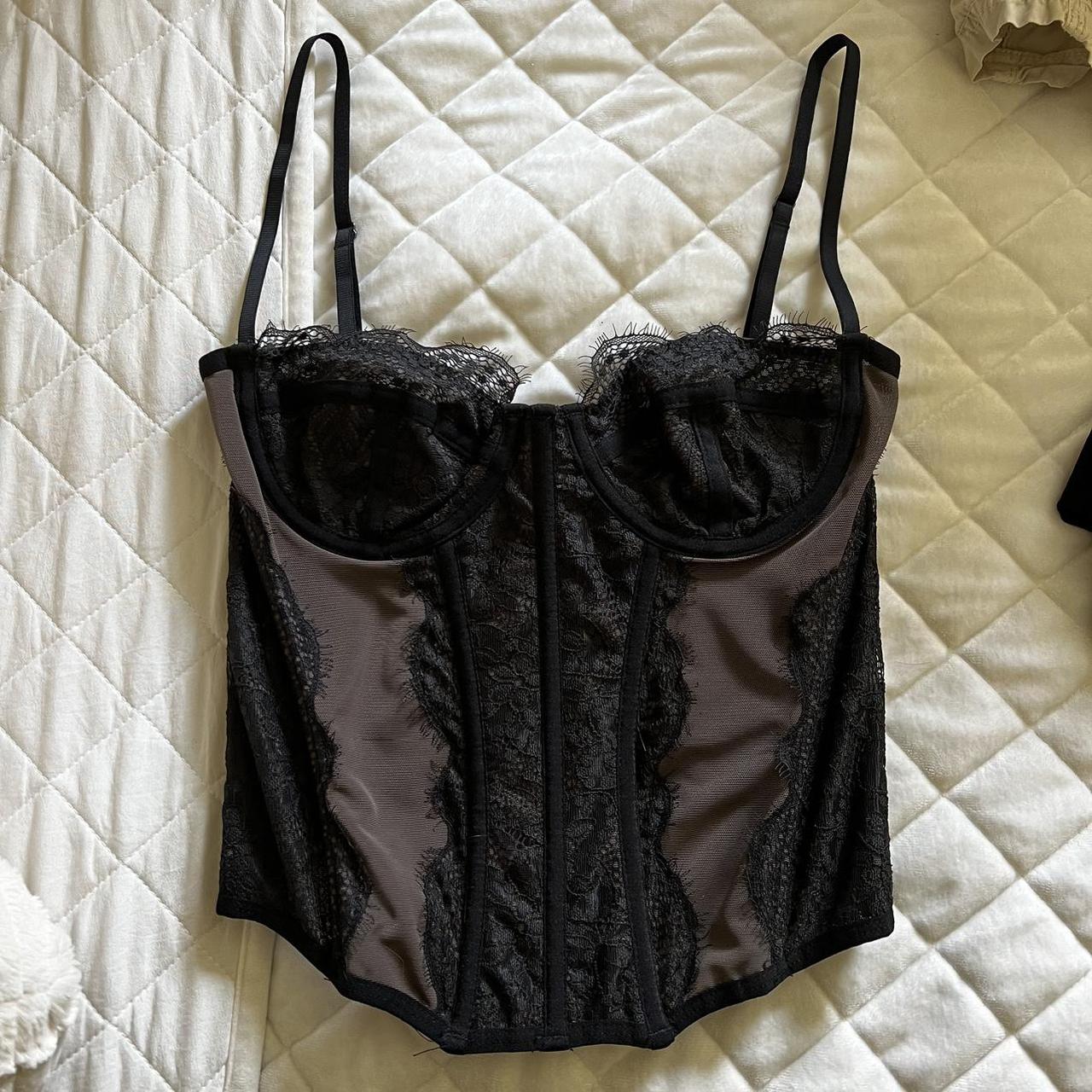 Urban Outfitters Women's Black and Brown Corset | Depop