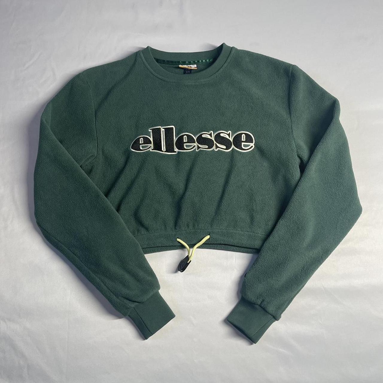 Ellesse green cropped fleece jumper size 8. Worn a