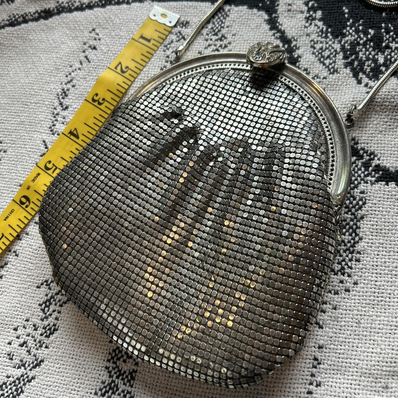 Vintage lined mesh evening bag or antique chain mail purse, Edwardian  c1910s purse, antique EPNS mesh bag, and with blue glass kiss clasp