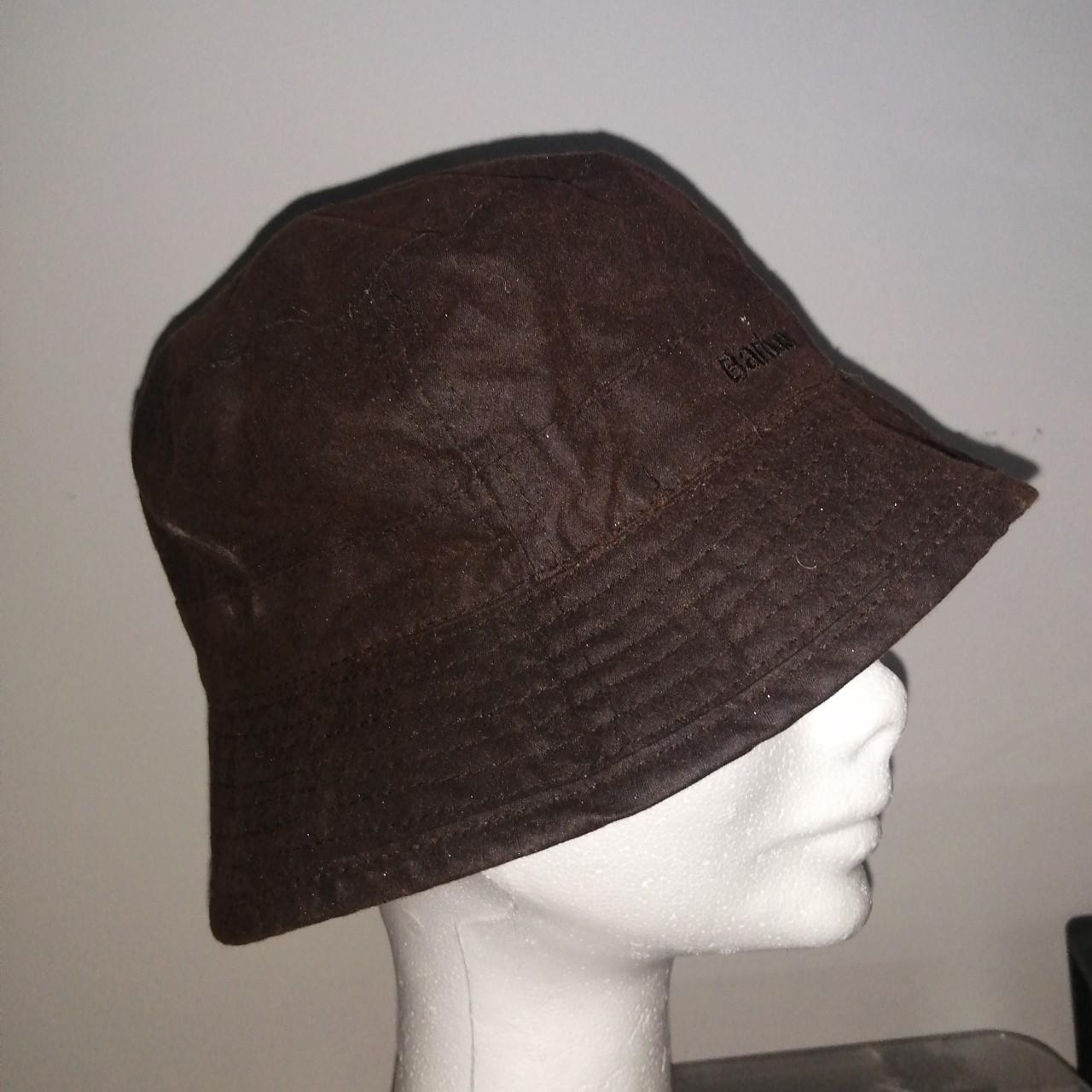 Barbour brown waxed cotton ladies bucket hat,with... - Depop