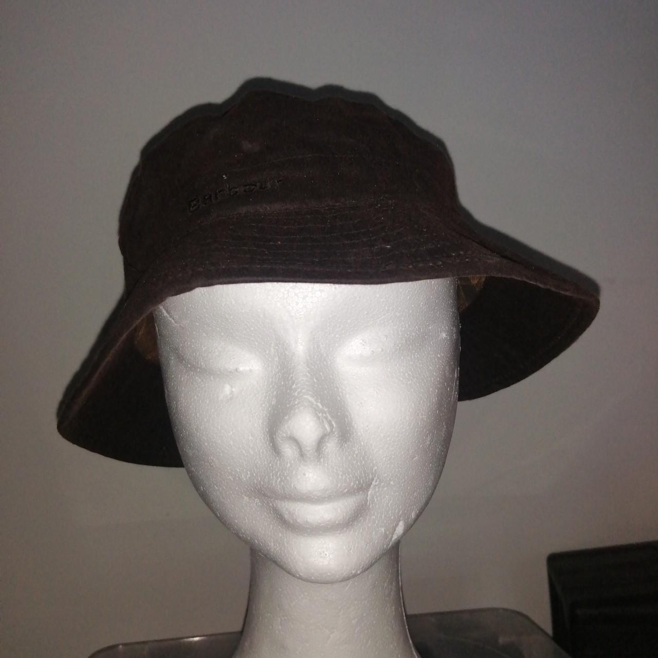 Barbour brown waxed cotton ladies bucket hat,with... - Depop