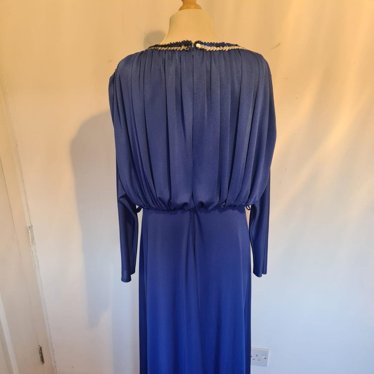 Gorgeous Blue maxi,Vintage Evening gown with silver... - Depop