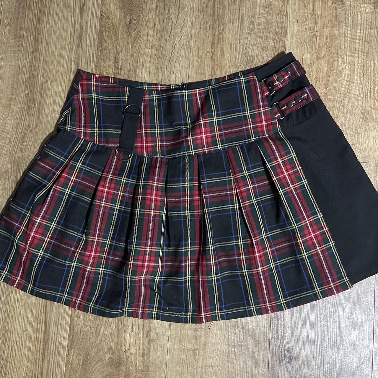 Hell Bunny tartan skirt with a black panel on the... - Depop