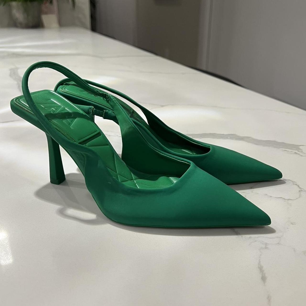 Fun green Zara heels, size 37 **run on the narrow... - Depop