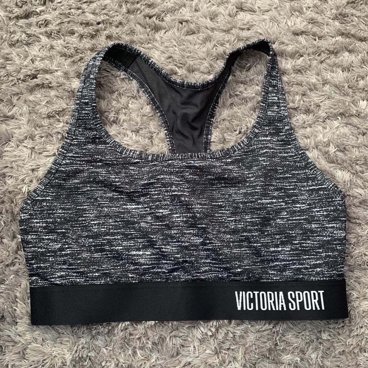 Black and grey Victoria’s Secret sports bra, size... - Depop