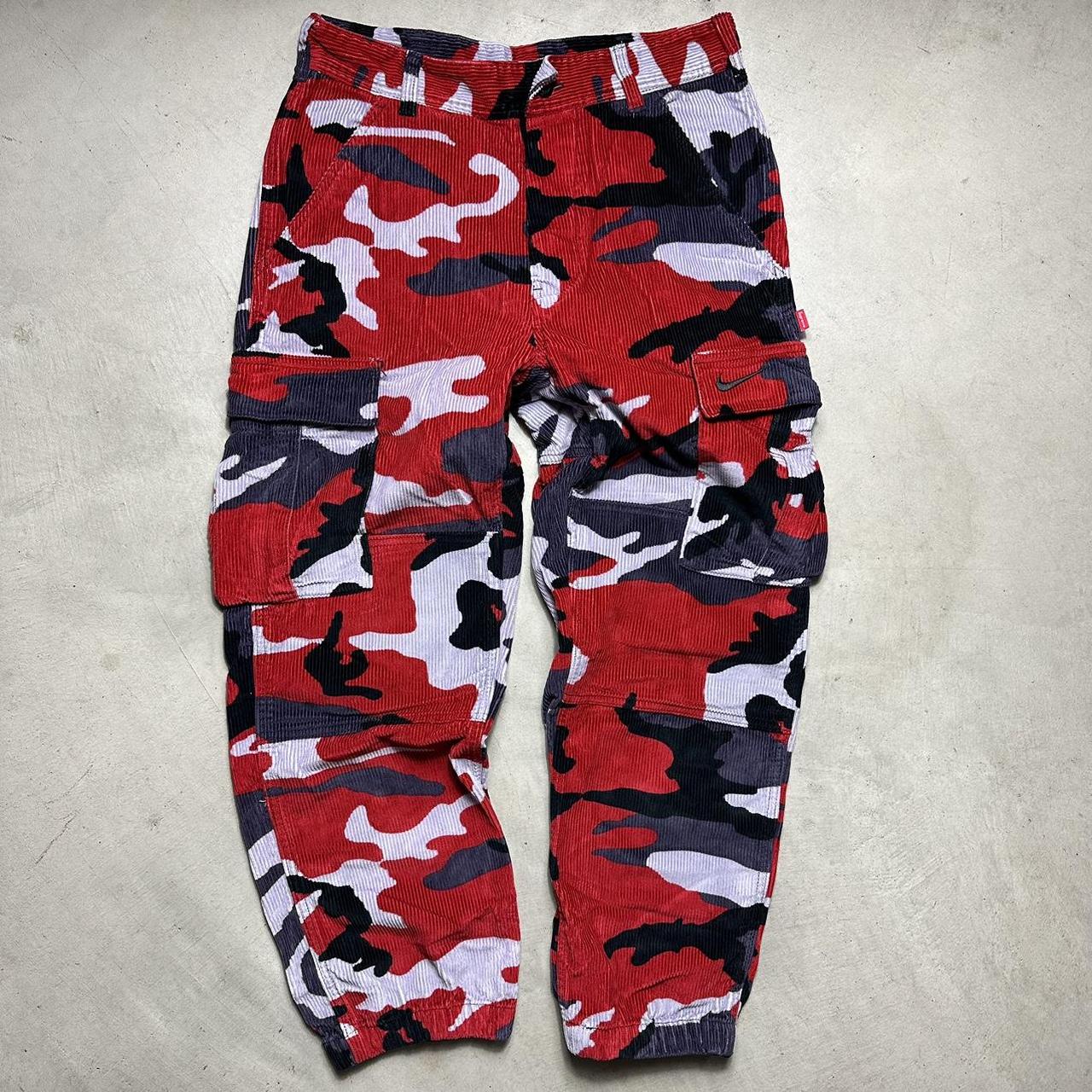 Supreme x Nike Arc Corduroy Cargo Pant Red... - Depop