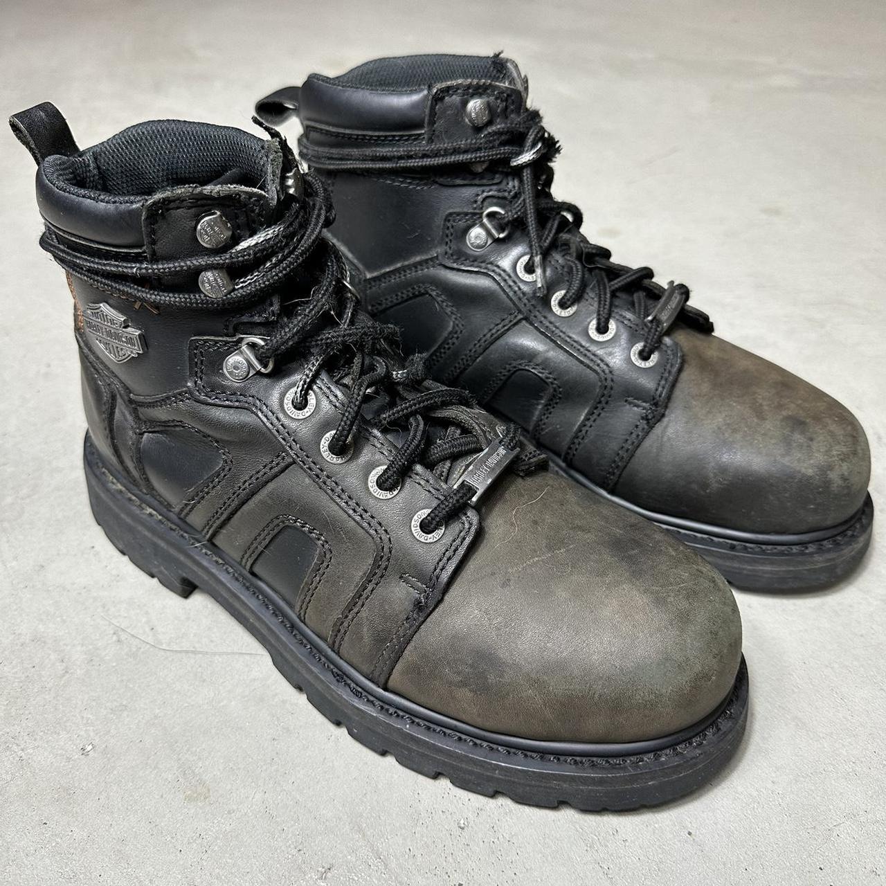 Harley Davidson Chad Black Biker Boots Steel Toe... - Depop