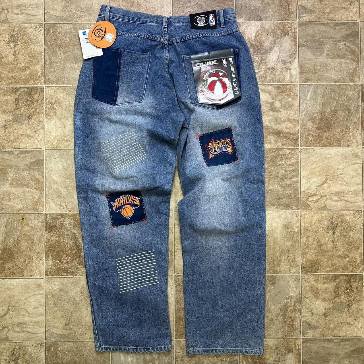 UNK NBA Denim Logo Patch Jeans Basketball Y2K Baggy Blue