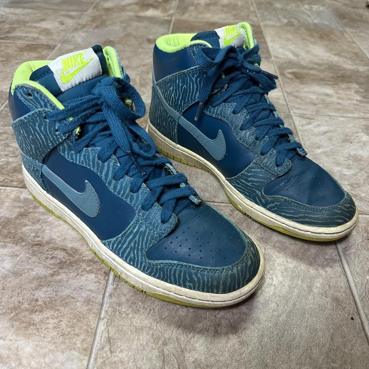 Nike Dunk High Skinny Print Shoes Dark Sea Mineral. Depop