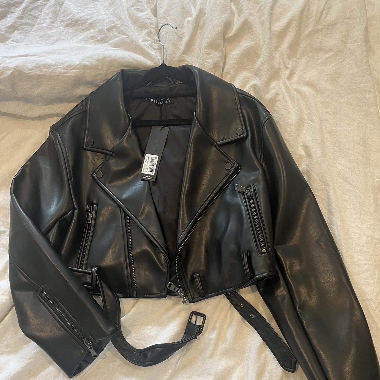 lioness staten island leather jacket can fit up to... - Depop