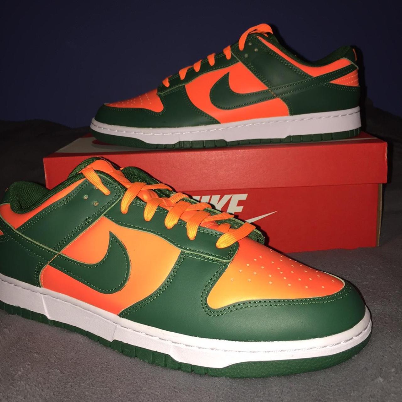 Nike Men's Orange and Green Trainers | Depop