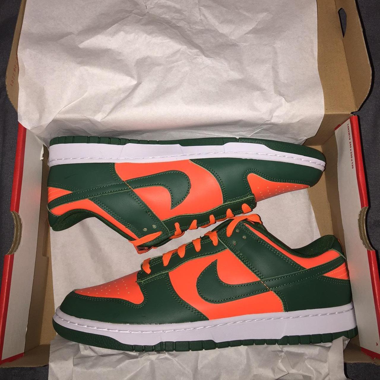 Nike Men's Orange and Green Trainers | Depop