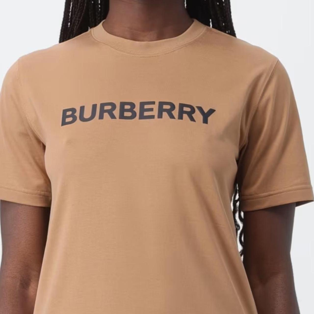 Caramel coloured burberry ladies tshirt with black