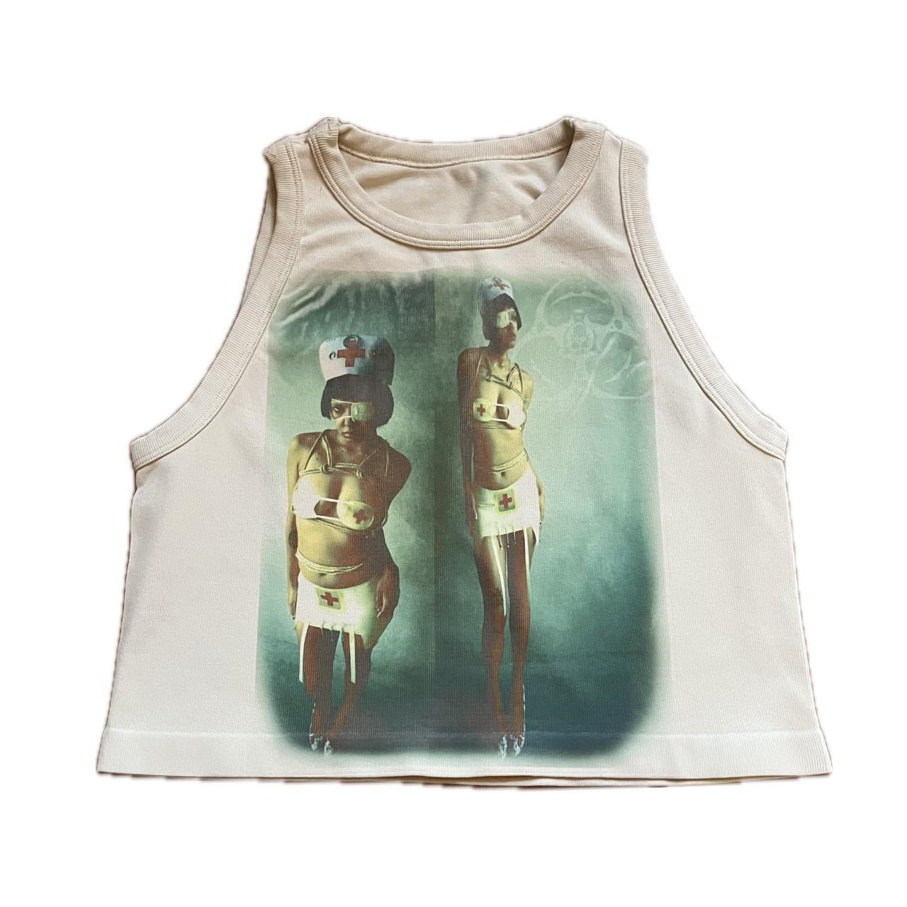 Creepy nurse rave Y2K custom printed tank top - Depop