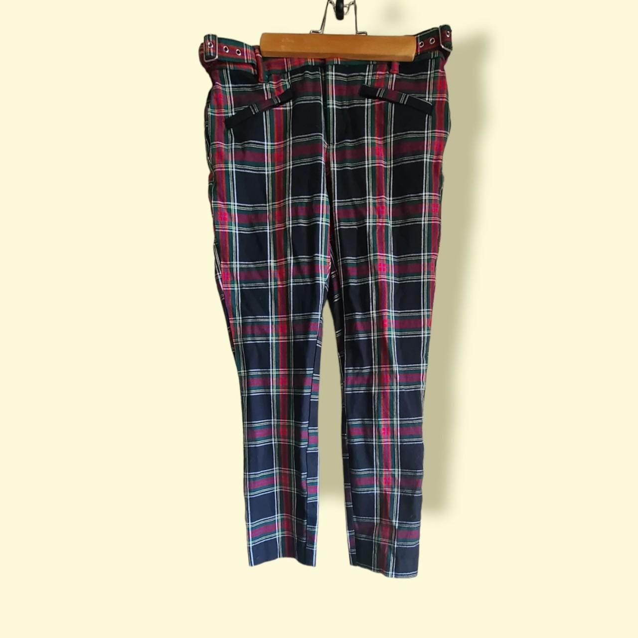 Red plaid best sale ankle pants