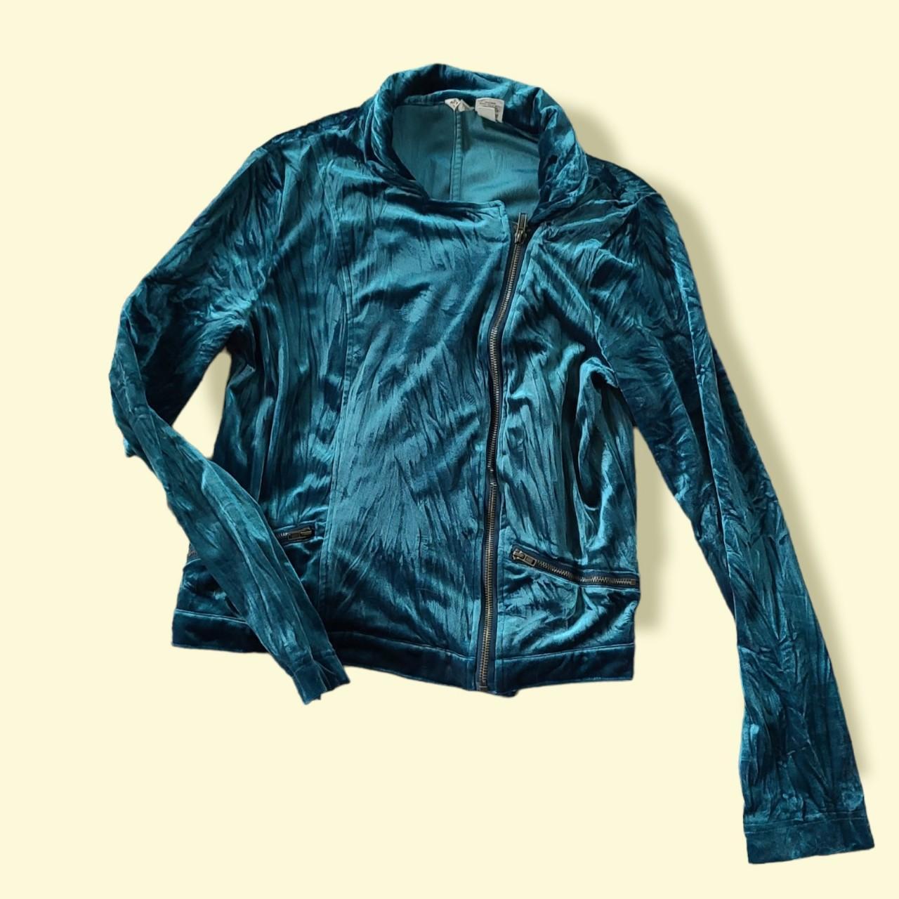 Blue velvet clearance moto jacket