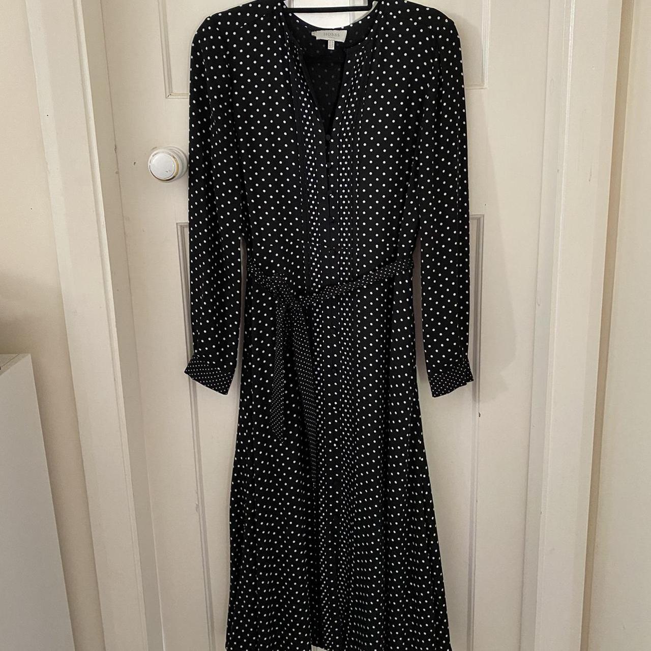 Hobbs Thea spot shirt dress Midi length Black &... - Depop