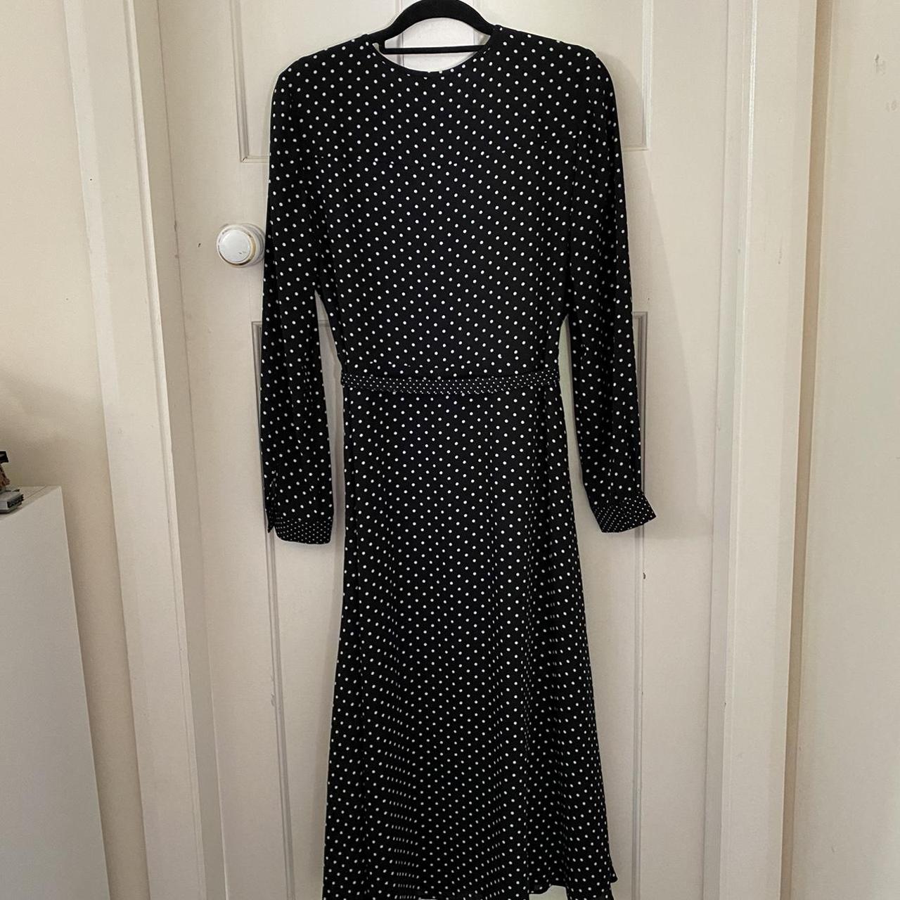 Hobbs Thea spot shirt dress Midi length Black &... - Depop