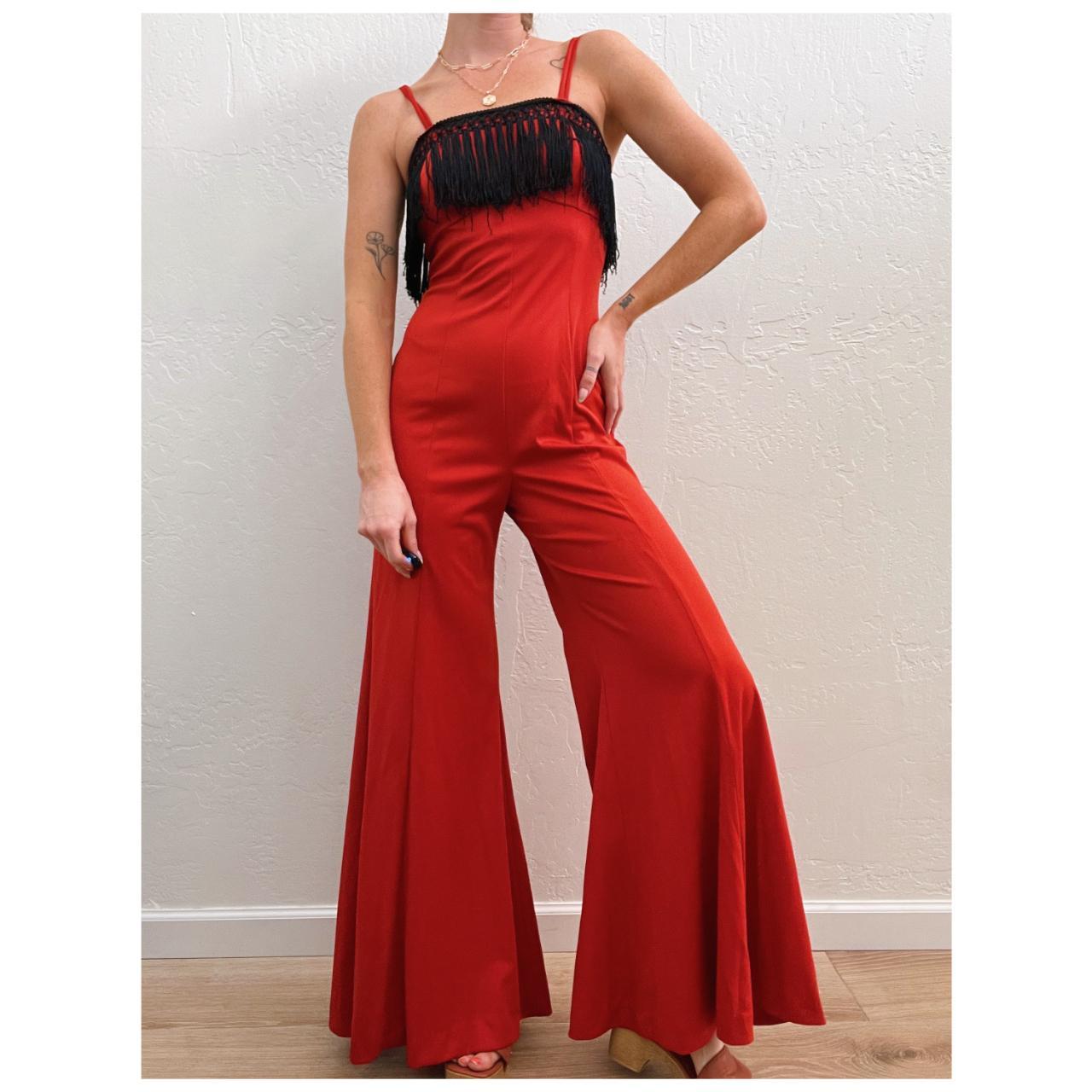 Vintage 1970's Red Orange Bell Bottom Flare Depop
