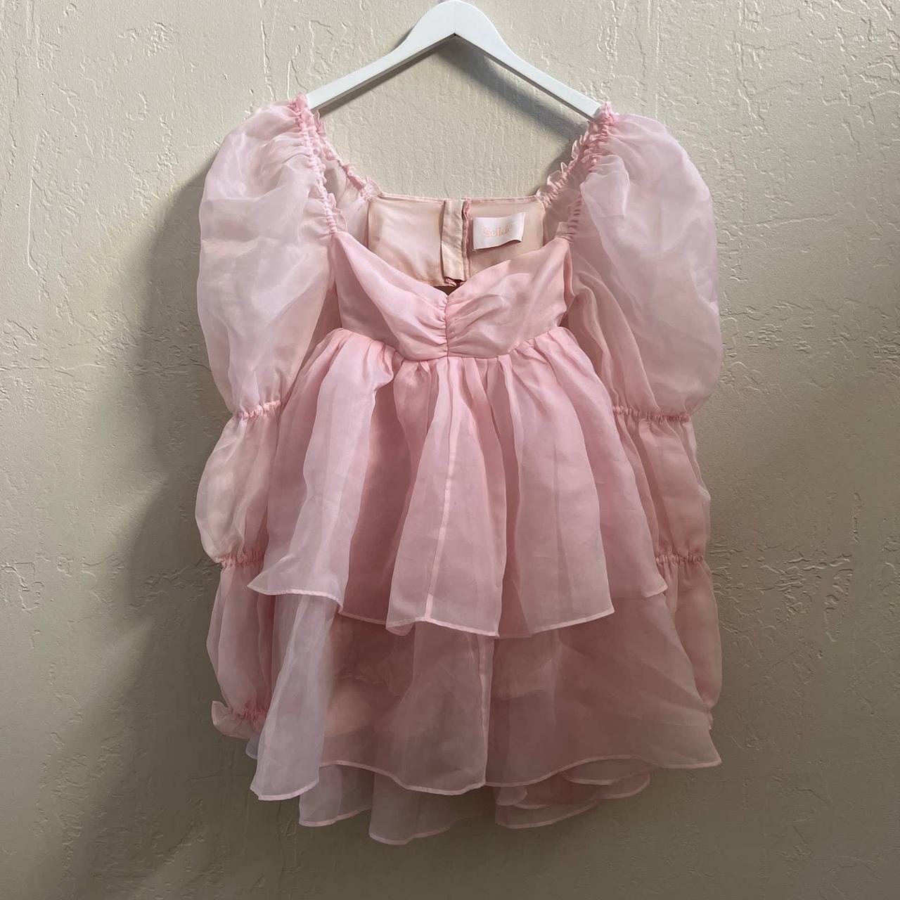 Selkie Ballerina Pink Long Sleeve Tiered Chiffon... - Depop