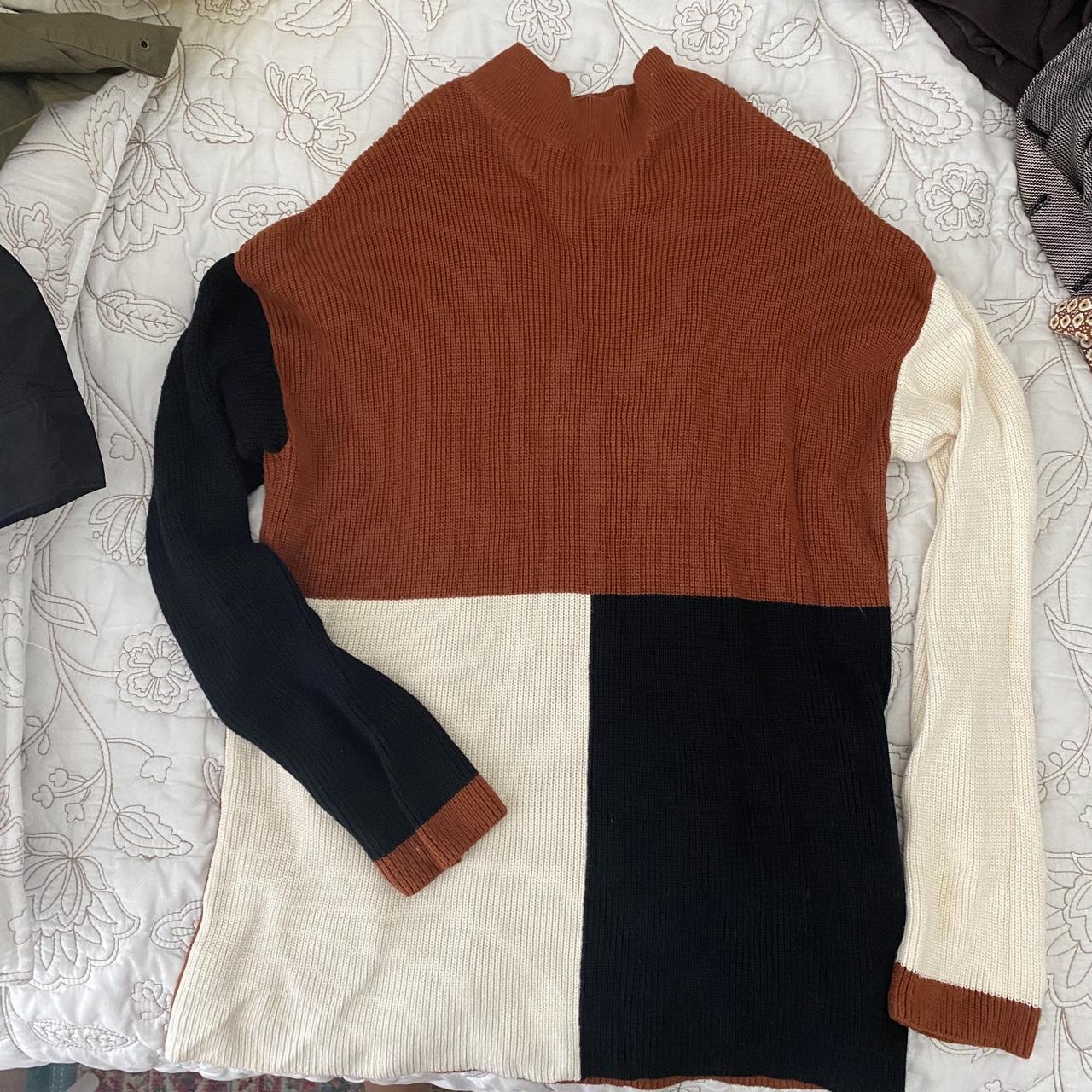 Fall Color Block Sweater - Orange