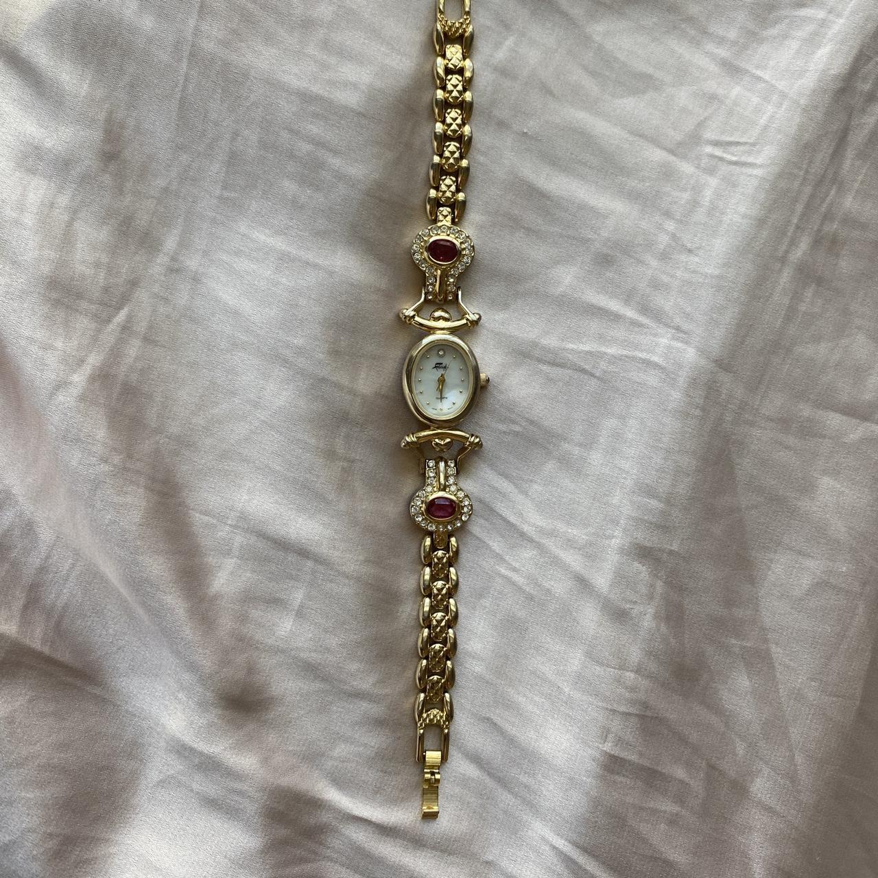 gold and pink stone vintage watch THIS IS STUNNING,... - Depop