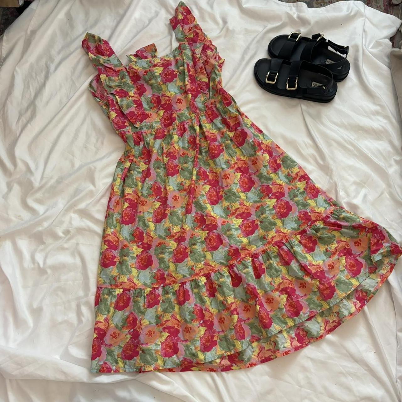 Pink sun dress Super cute floral pink sun dress,... - Depop