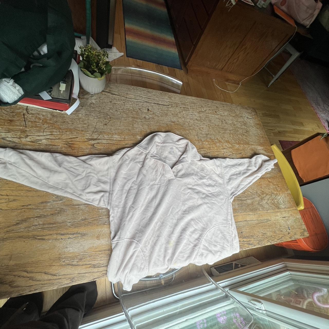 beige arie crew neck top small stain on bottom but... - Depop